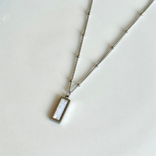 Unisex Sedef Taşlı Silver Kolye