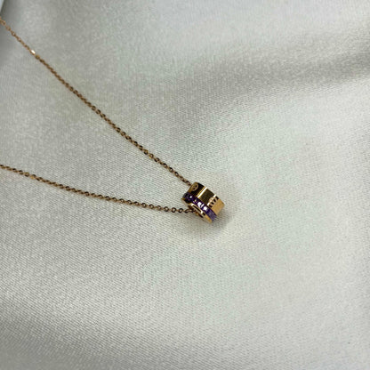 Mor Zirkon Taşlı Kolye