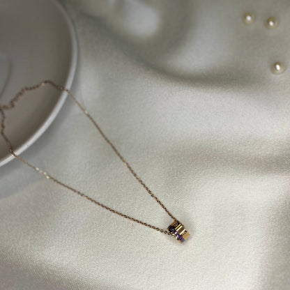 Mor Zirkon Taşlı Kolye