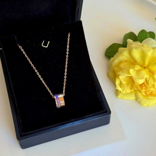 Mor Zirkon Taşlı Kolye