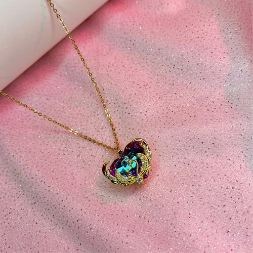 Zirkon Taşlı Kalp Kolye